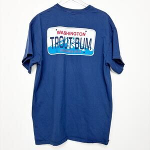 Orvis Men's Trout Bum Washington State Graphic Blue Tee 100% Cotton T-shirt XL